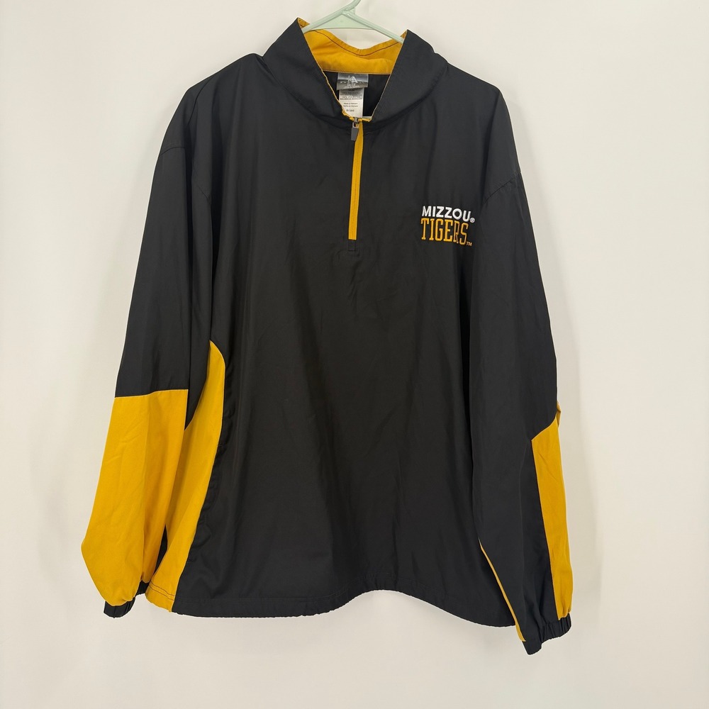Mizzou Tigers Knights Apparel Pullover Windbreaker Jacket Mens XL/XG Black‎